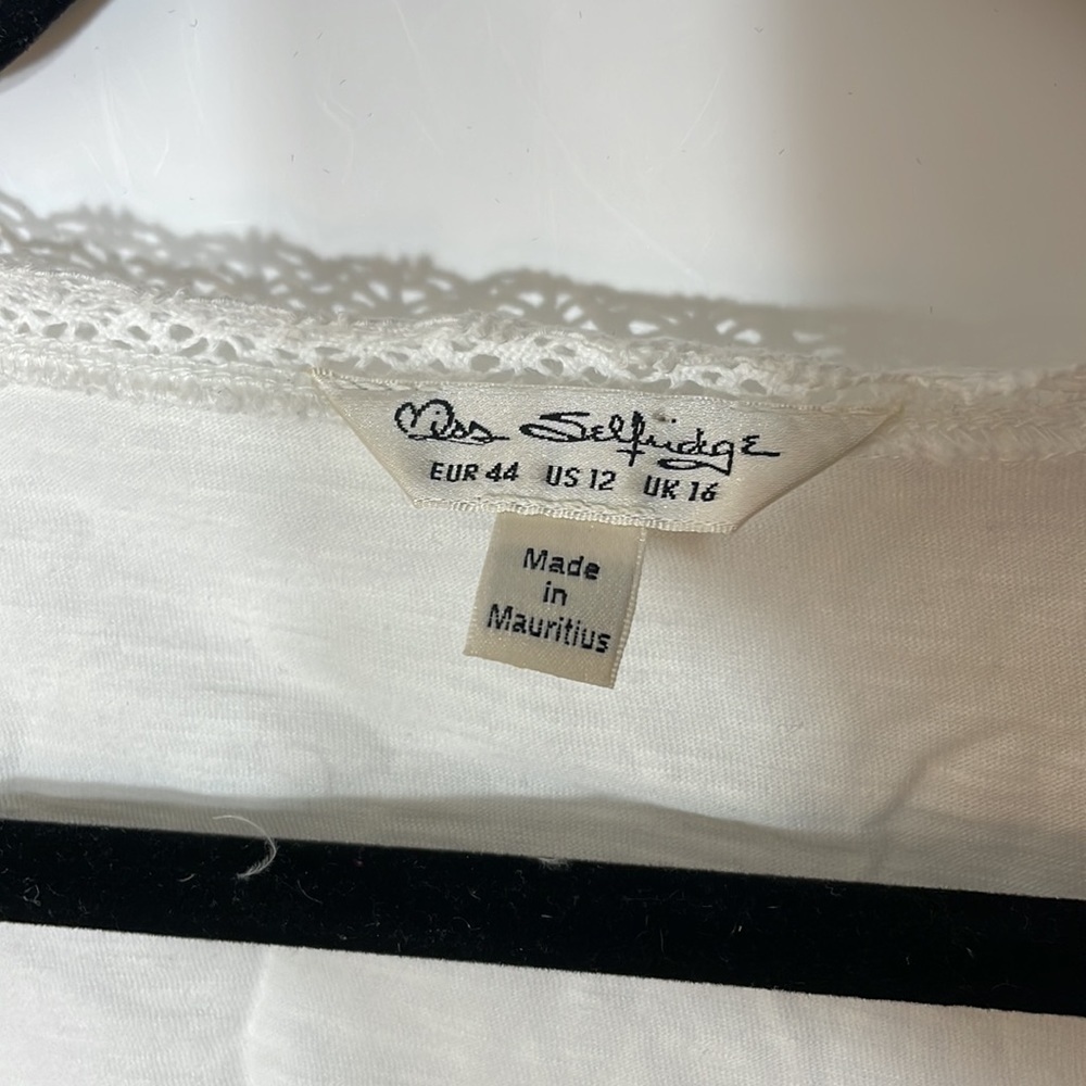 Asos White top 12 Miss Selfridge Ruched front crochet trim - Picture 5 of 6